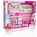 Conjunto de juguetes de diseño especial, muñeca de moda con juego de cocina de juguete, muebles de muñeca de moda para niños
